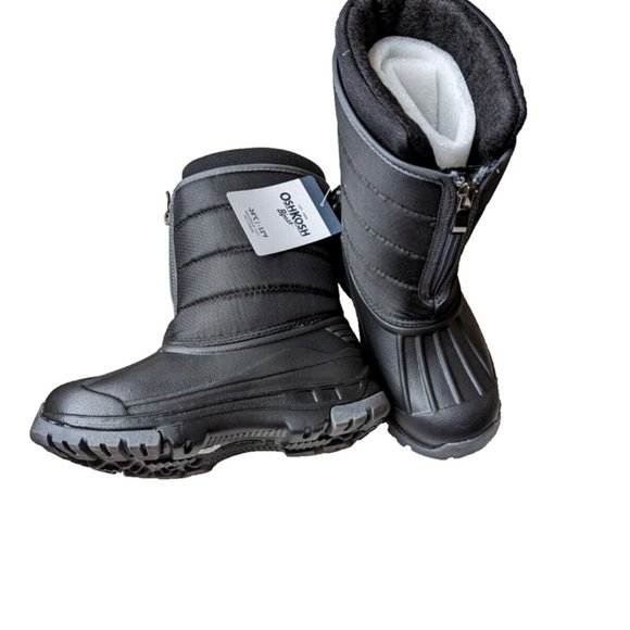 Oshkosh B'gosh Kids Boys Splash Rain Boot ETHAN Duck Boot Zipper Black/G… - Picture 2 of 5